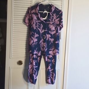 Stars above, Women's Pajamas, 2 pieces, Blue Floral, XS